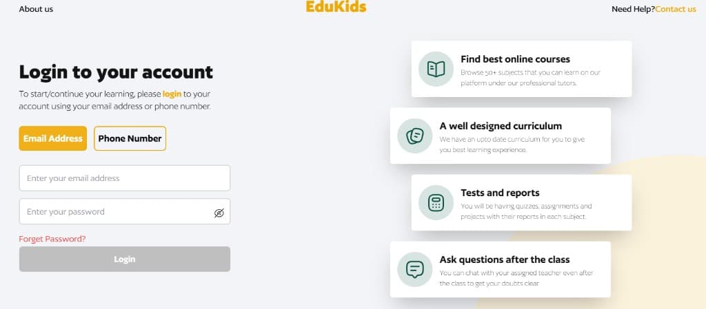 Learning Management System student portal, LMS web application preview